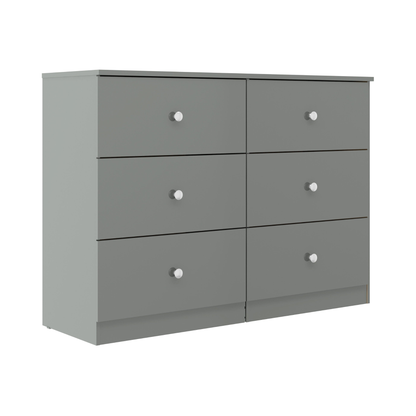 Denver 6 Drawer Chest – Grey Gloss, Spacious Bedroom Storage