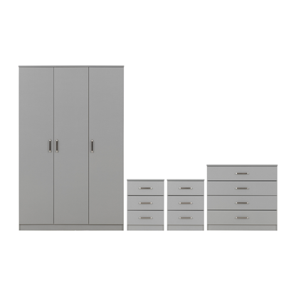 Dakota 3 Door Wardrobe Bedroom Set - Light Grey