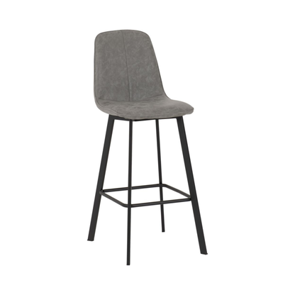 Quebec Bar Chair Set - Grey Faux Leather (Pair)