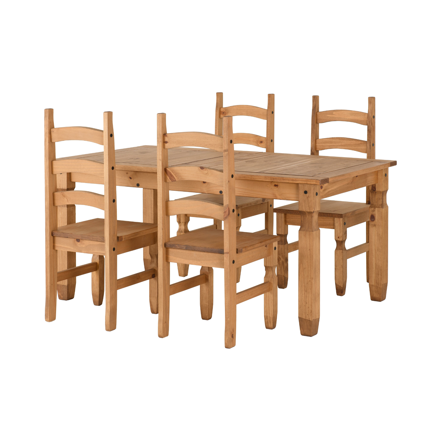 Corona Extending Dining Set with 4 Chairs - Distressed Waxed Pine