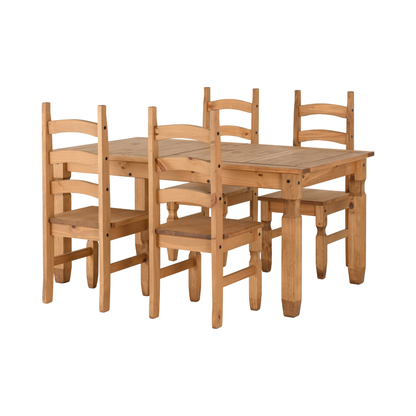 Corona Extending Dining Set with 4 Chairs - Distressed Waxed Pine