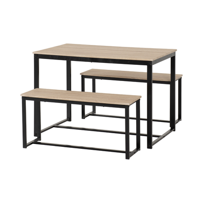 Lincoln 1+2 Dining Bench Set - Sonoma Oak/Black