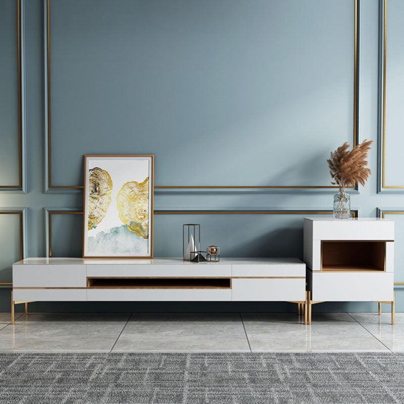 VIda Rectangle Coffee Table Set With TV Stand, Gold Leg
