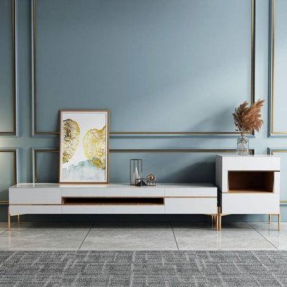 VIda Rectangle Coffee Table Set With TV Stand, Gold Leg