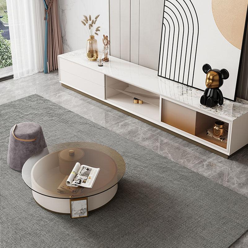 Sogo Round Coffee Table, Rotatable With TV Stand
