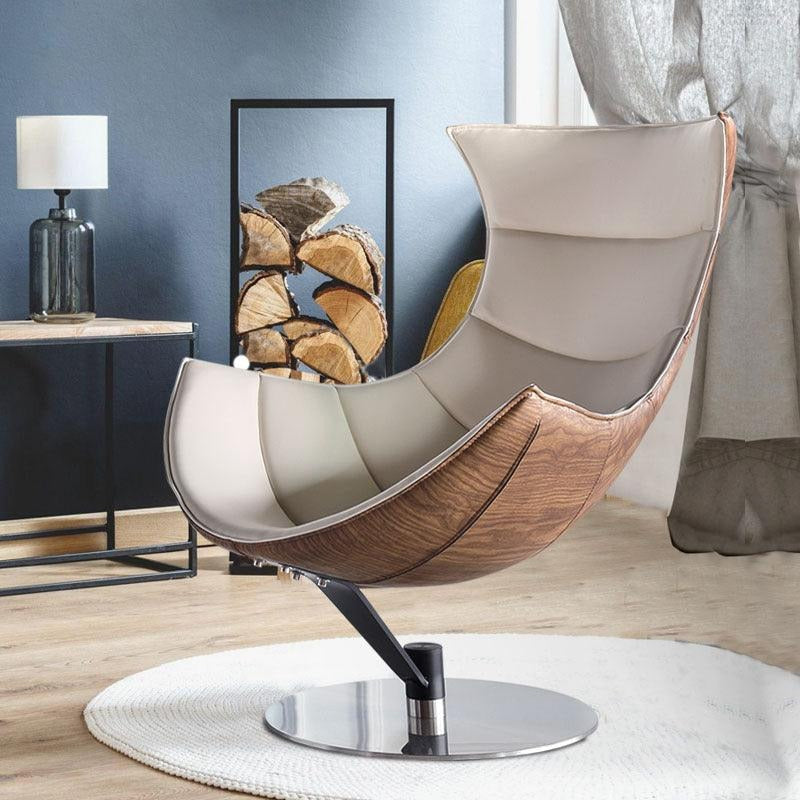 Lobster Lounge Chair With Ottoman, Walnut Texture, Armchair,