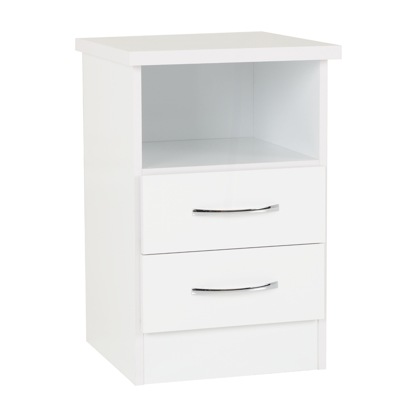 Nevada 2 Drawer Bedside – White Gloss Storage