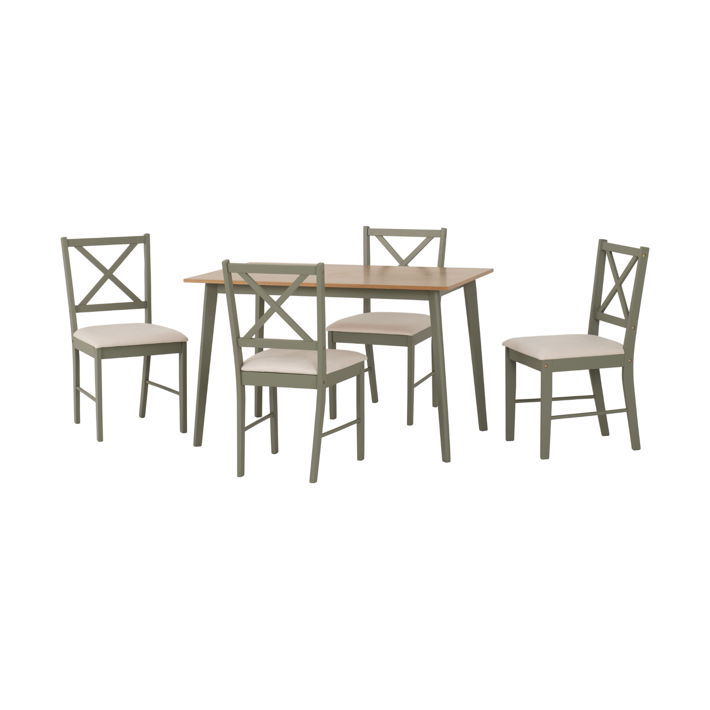 Balfour 1+4 Dining Set - Sage Green, Oak Effect & Mink Microsuede