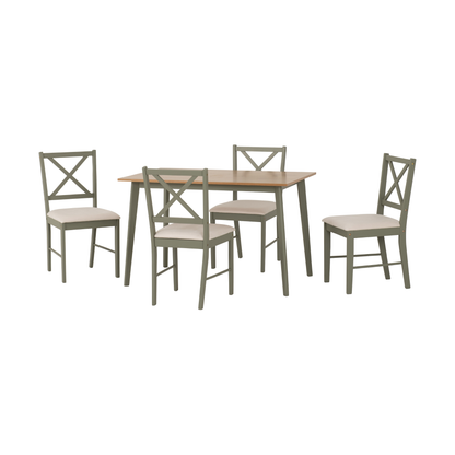Balfour 1+4 Dining Set - Sage Green, Oak Effect & Mink Microsuede