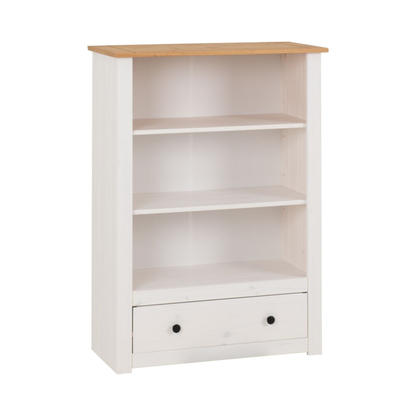 Panama 1 Drawer Bookcase – White & Natural Wax Storage Unit