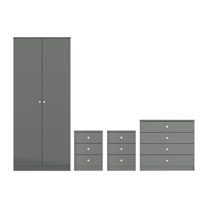 Denver 2 Door Wardrobe Bedroom Set Grey Gloss