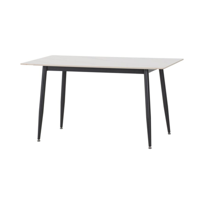 Fenton Dining Table in White Marble Stone Effect – 140cm