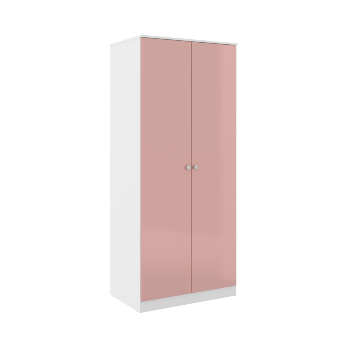 Denver 2 Door Wardrobe in White & Pink Gloss