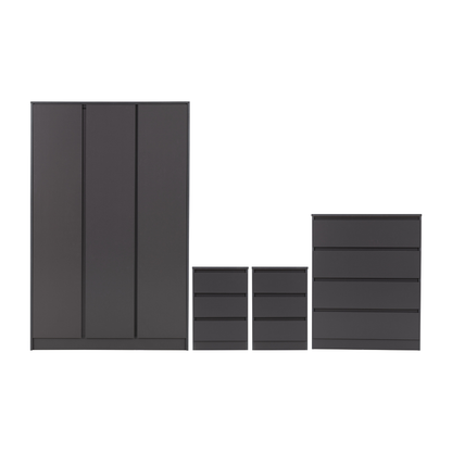 Malvern 3 Door Wardrobe Bedroom Set Grey