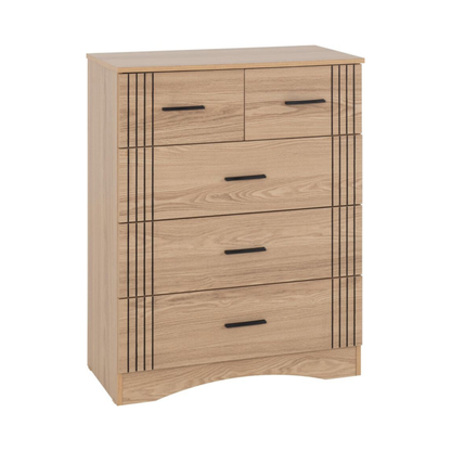 Tessa 3+2 Drawer Chest - Natural Oak Effect Storage