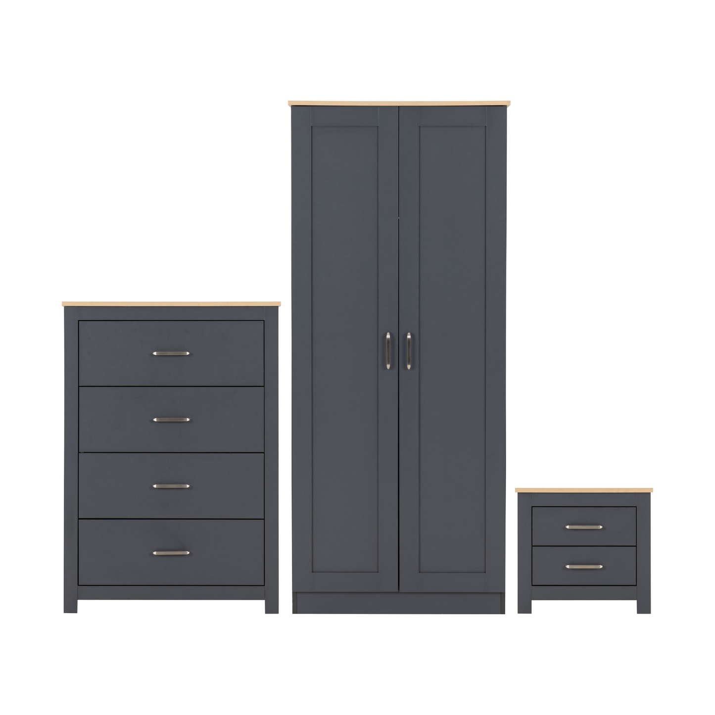 Portland Trio Set - Grey/Oak Effect