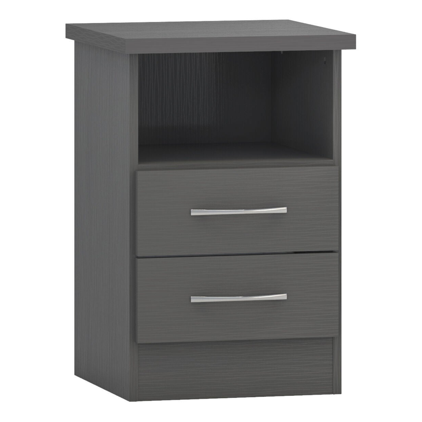 Nevada 2 Drawer Bedside – 3D Effect Grey Storage