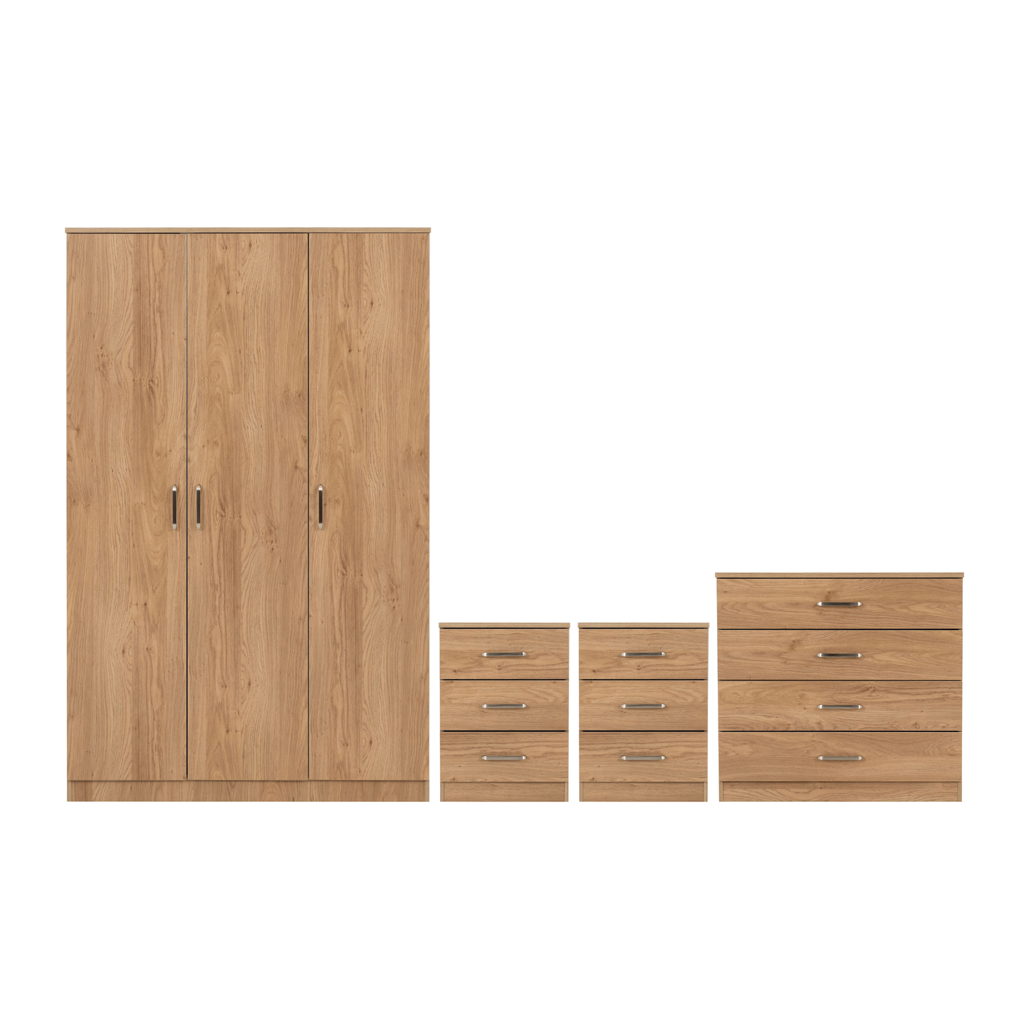 Dakota 3 Door Wardrobe Bedroom Set - Oak Effect