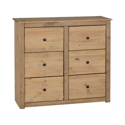 Panama 6 Drawer Chest - Natural Wax Pine