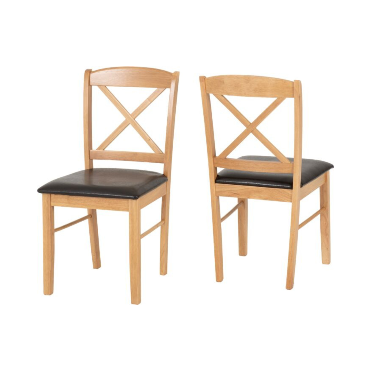 Mason Dining Chair - Oak Varnish/Brown PU (Set of 2)