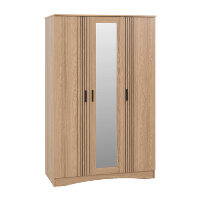 Tessa 3 Door Mirrored Wardrobe - Natural Oak Effect