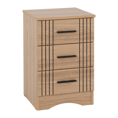 Tessa 3 Drawer Bedside – Natural Oak Effect Storage