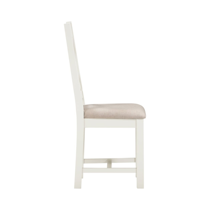 Windsor Cross Back Dining Chair Set - Ivory/Oat Fabric (Pair)