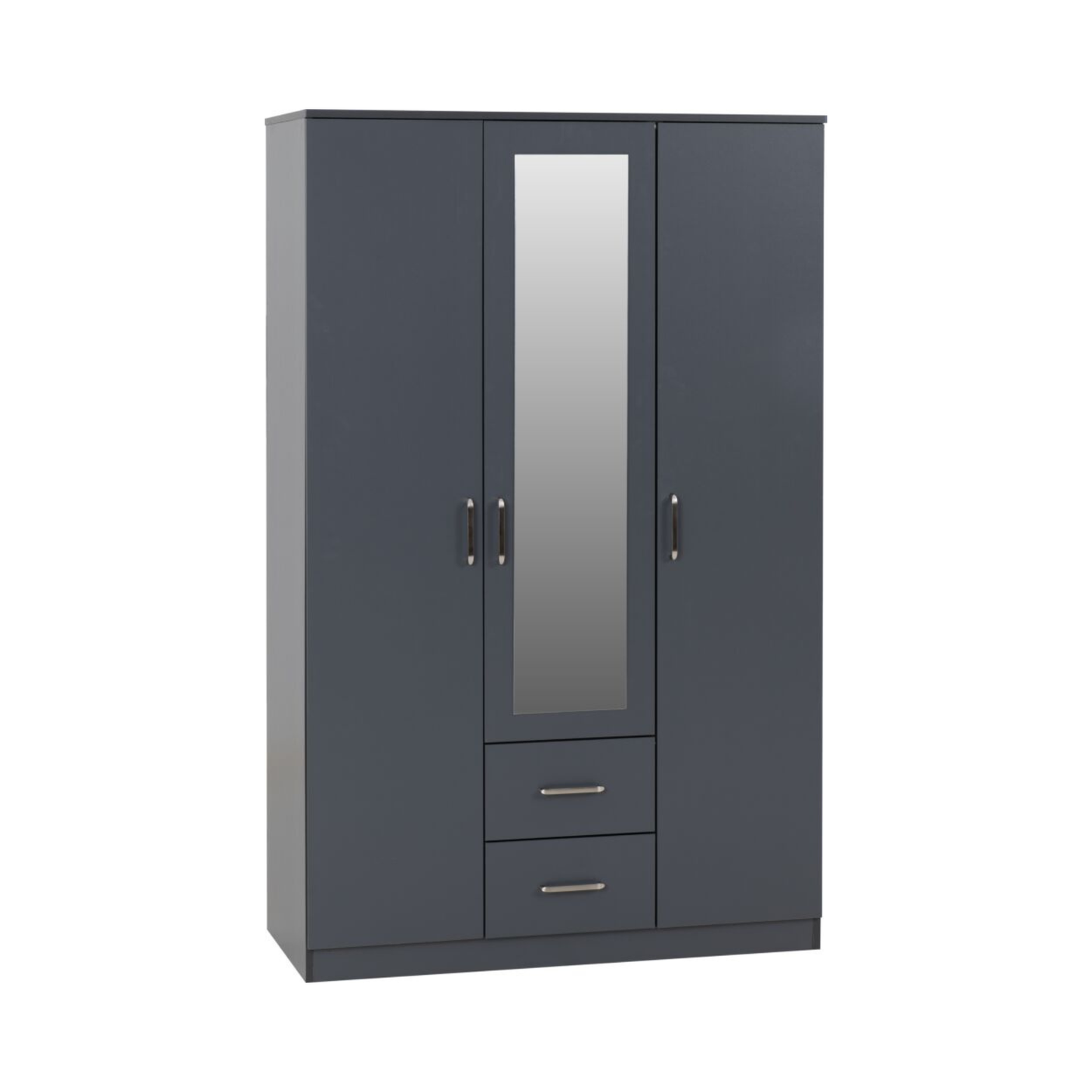Dakota 3 Door 2 Drawer Mirrored Wardrobe – Dark Grey