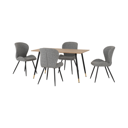 Hamilton & Quebec Medium Dining Set (4 Chairs) - Oak/Grey PU