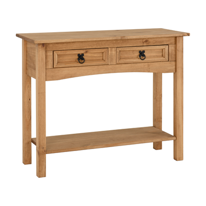 Corona 2 Drawer Console Table With Shelf - Distressed Pine