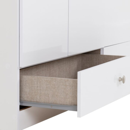 Denver 3 Door 2 Drawer Mirrored Wardrobe in White Gloss