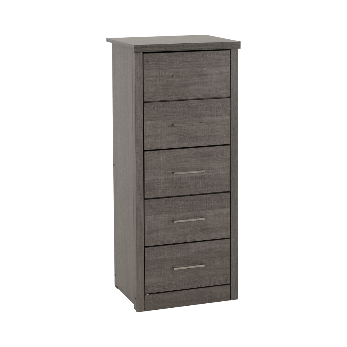 Lisbon 5 Drawer Narrow Chest – Black Wood Grain, Modern Storage