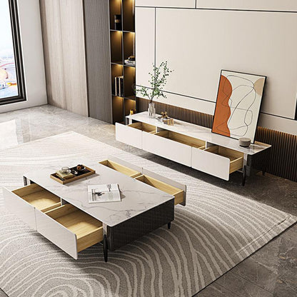 LUOLUO Rectangular Coffee Table With TV Stand