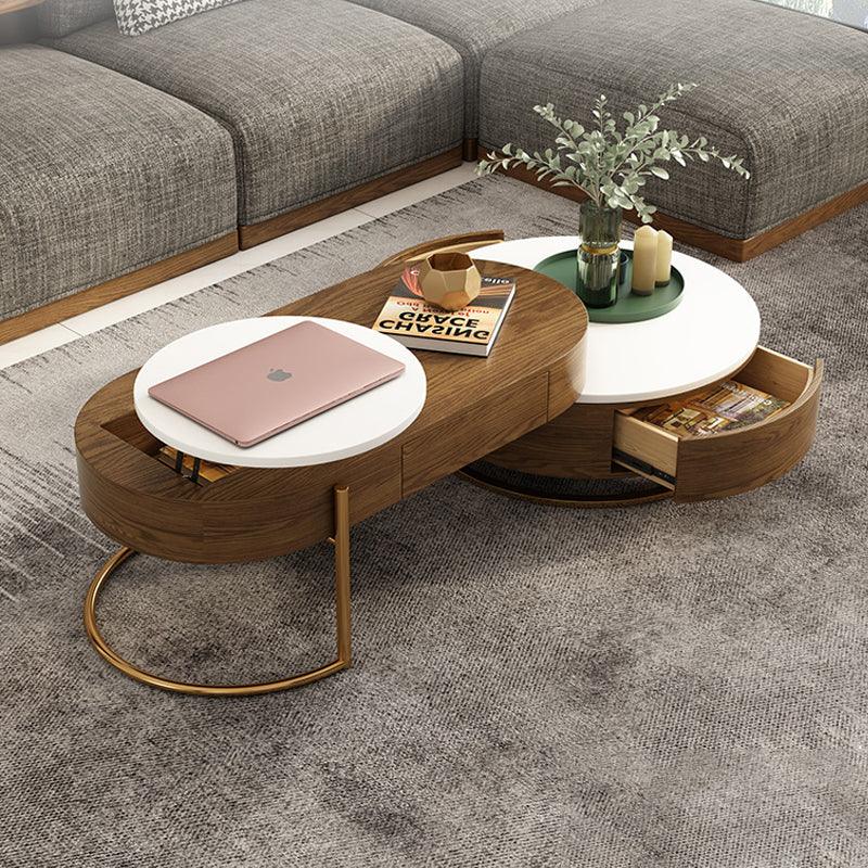 Lyra Coffee Table, Walnut & White With Matching TV Stand