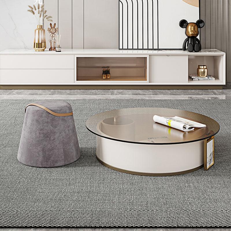 Sogo Round Coffee Table, Rotatable With TV Stand