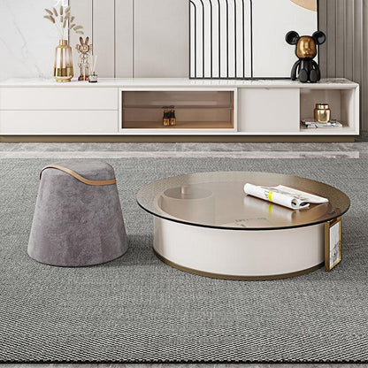 Sogo Round Coffee Table, Rotatable With TV Stand