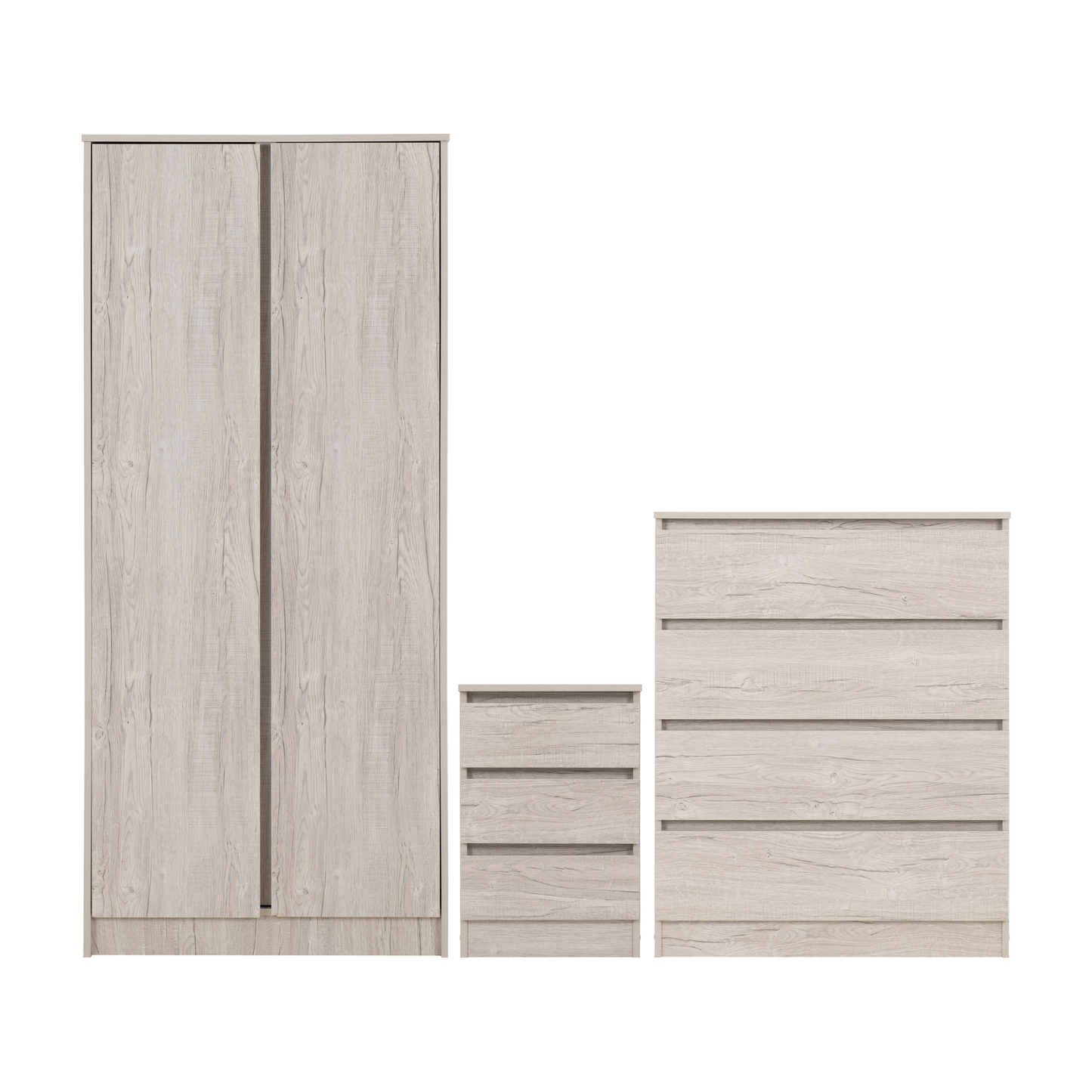 Malvern Trio Set Urban Snow Wardrobe Chest & Bedside