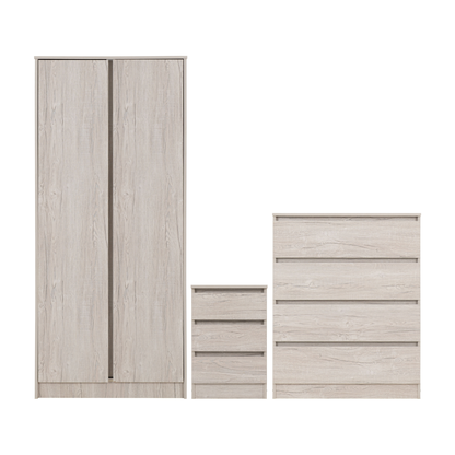 Malvern Trio Set Urban Snow Wardrobe Chest & Bedside