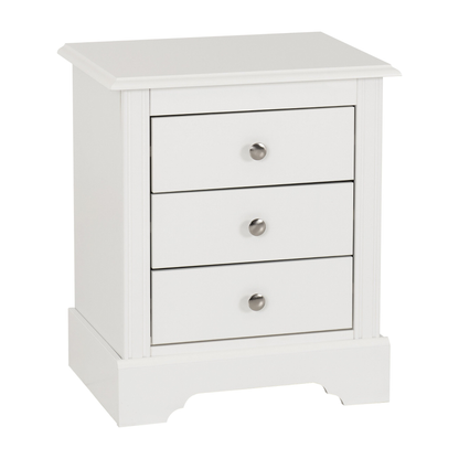 Stratford 3 Drawer Bedside – White Storage