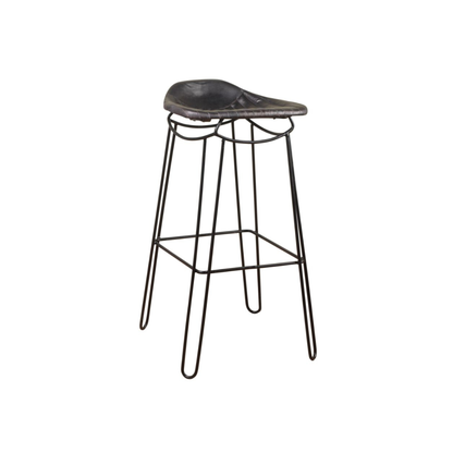 Soneri Artisan Black Leather Bar Stool – Heavy Duty Metal Frame