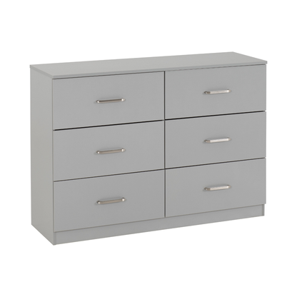 Dakota 6 Drawer Chest – Light Grey, Spacious Bedroom Storage