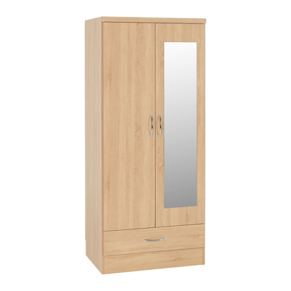 Nevada Mirrored 2 Door Wardrobe - Sonoma Oak Effect