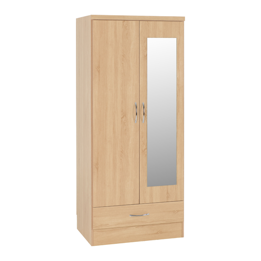 Nevada Mirrored 2 Door Wardrobe - Sonoma Oak Effect