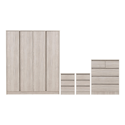 Malvern 4 Door Wardrobe Bedroom Set Urban Snow