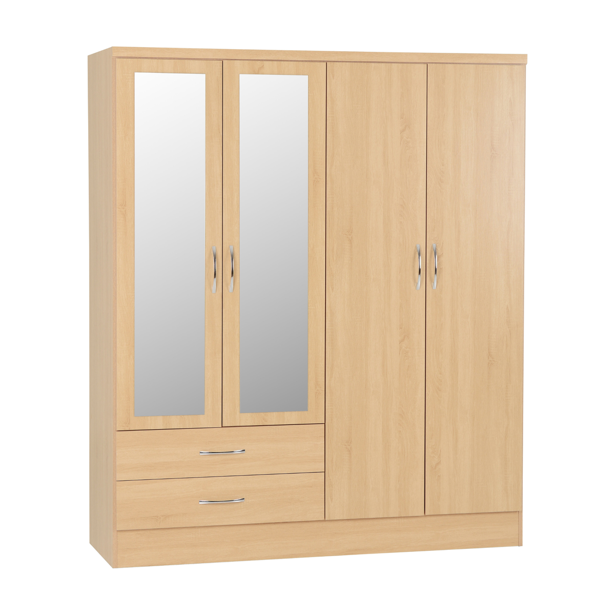Nevada 4 Door 2 Drawer Wardrobe - Sonoma Oak Effect