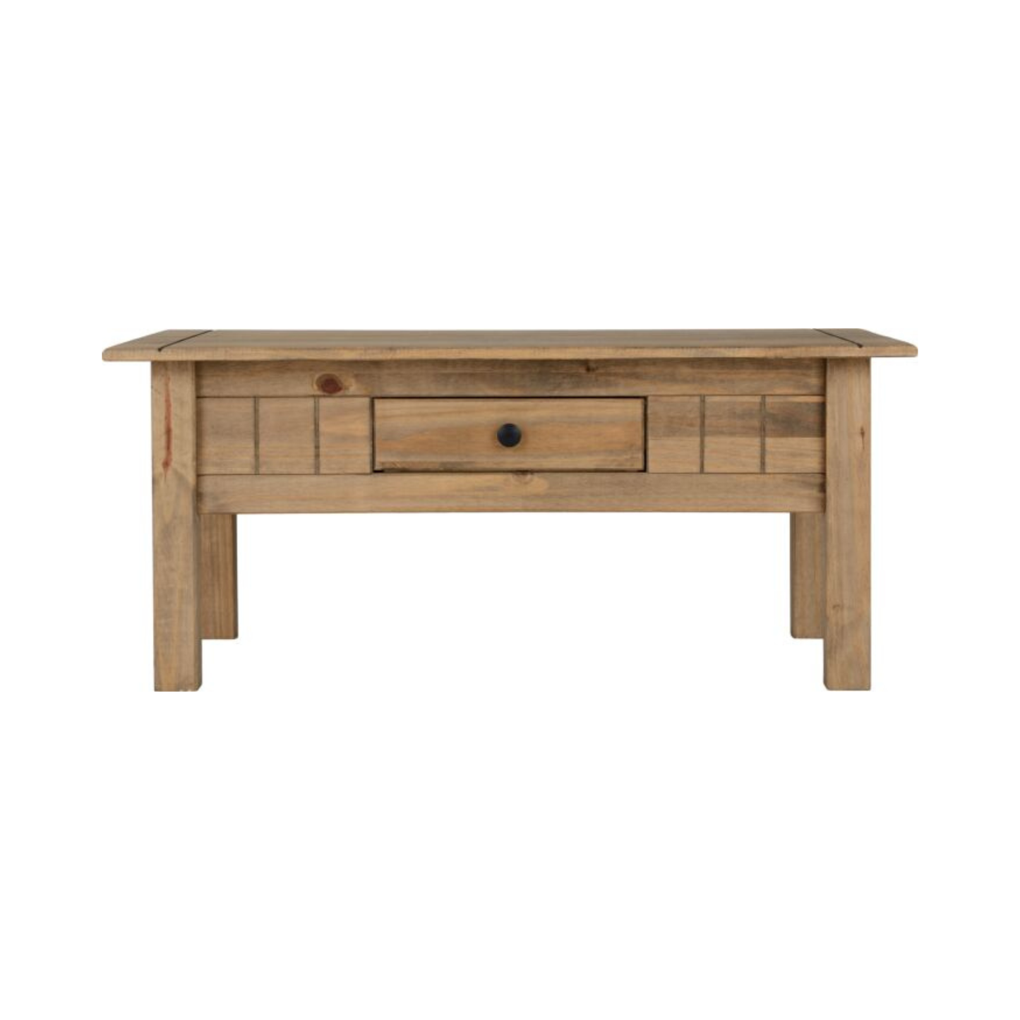 Panama 1 Drawer Coffee Table - Natural Wax, Rustic Design