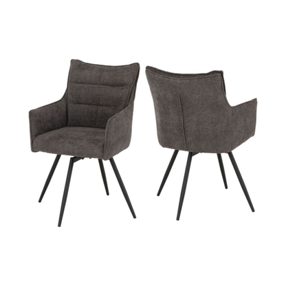 Lewis Carver Swivel Dining Chair - Grey Fabric (Set of 2)