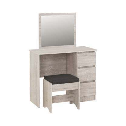 Malvern 3 Drawer Dressing Table Set - Urban Snow/Steel Fabric