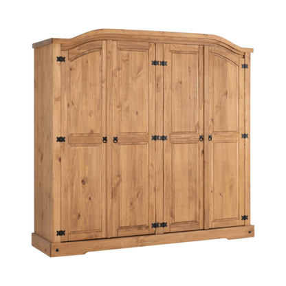 Corona 4 Door Wardrobe – Distressed Waxed Pine