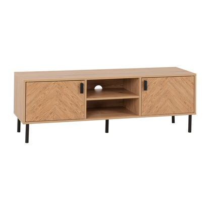 Leon 2 Door TV Unit - Medium Oak Effect